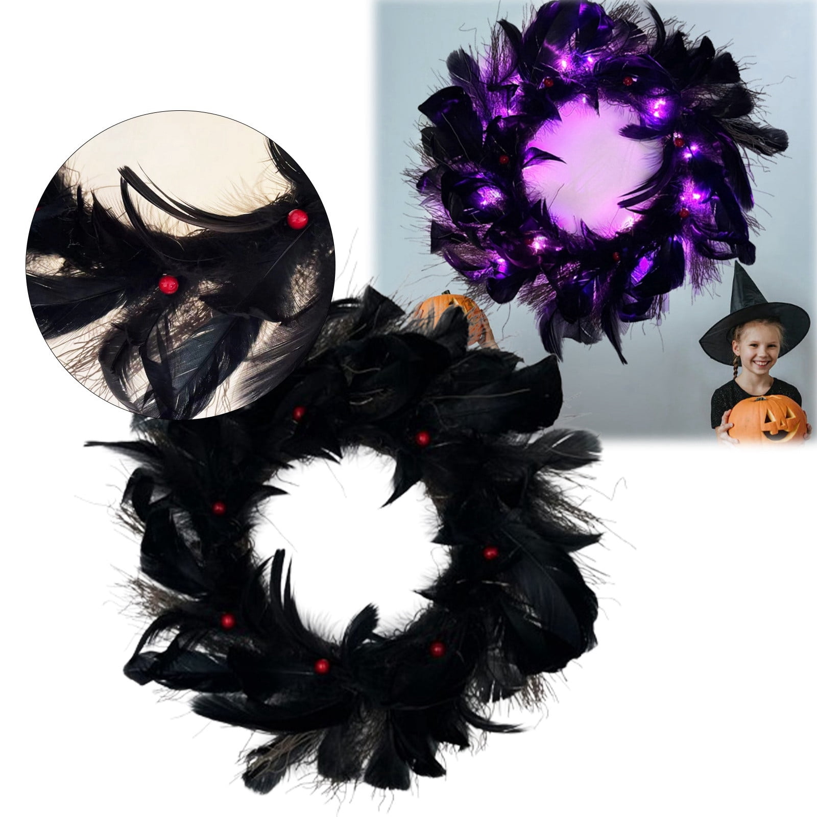 Black Crow Black Feather Garland Can Glow Festival Garland Decoration