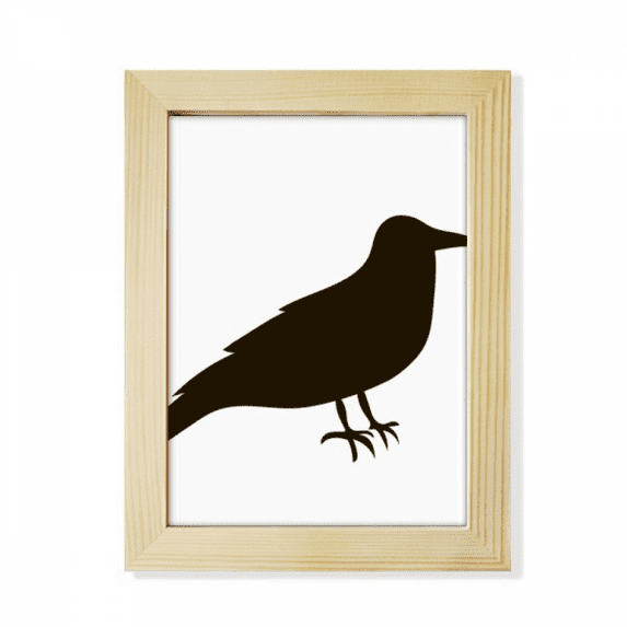Black Crow Cute Animal Portrayal Desktop Adorn Photo Frame Display Art Painting Wooden