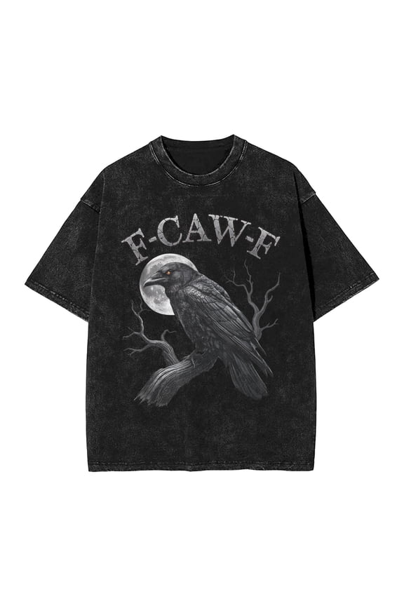 Black Crow Funny Bird moon Gothic T-Shirts Clothes Beach Short-Sleeved T-Shirt O-Neck Casual Tee Shirt