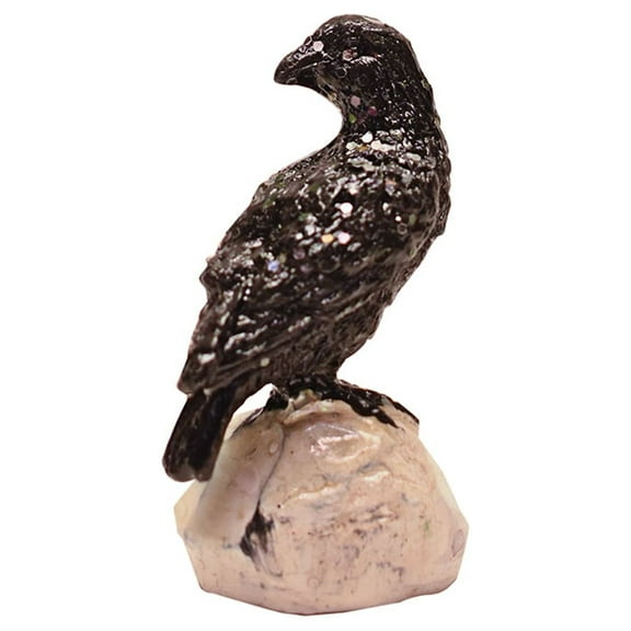 Black Crow Gothic Halloween Fairy Garden Raven Statue Miniature Bird Outdoor Fall Dollhouse Decor