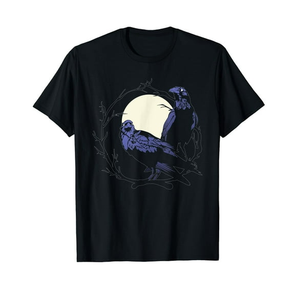 Black Crow Moon Raven Dark Birds Black T-Shirt