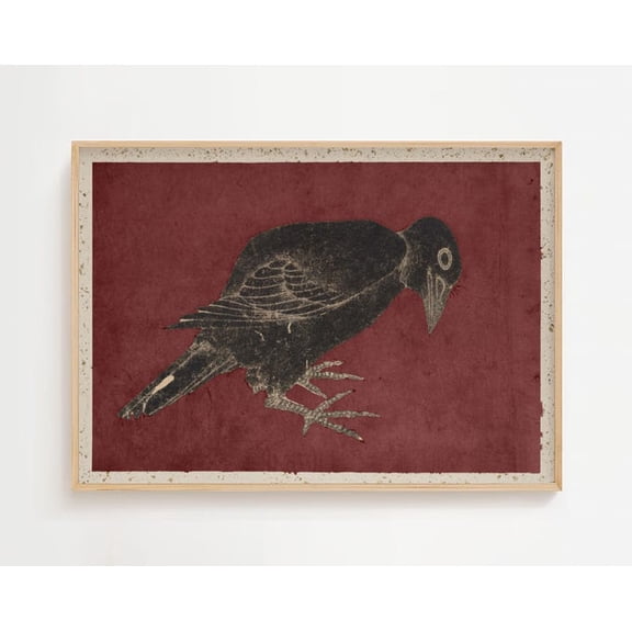 Black Crow Norse Raven Wall Art Print, Unframed Paper Poster 24x36in