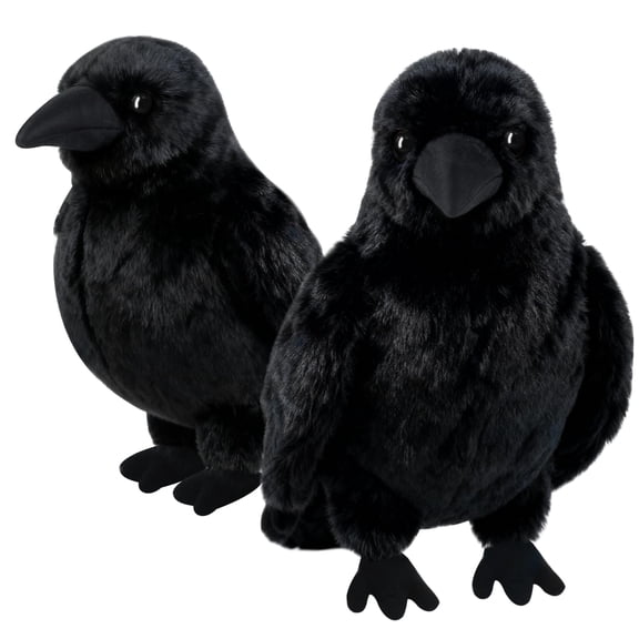 Black Crow Plush Stuffed Animal Realistic Bird Decor and Gift