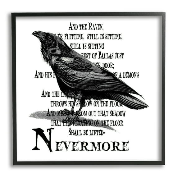 Black Crow Raven Creepy Halloween Text Quote Animals & Insects Graphic Art Framed Art Print Wall Art