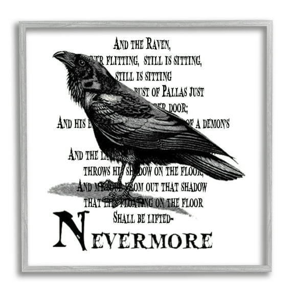 Black Crow Raven Creepy Halloween Text Quote Animals & Insects Graphic Art Framed Art Print Wall Art