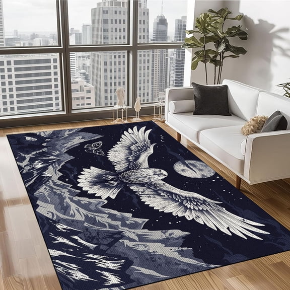 Black Crow Rug & Home Decor - 5x8ft Rug, Raven Rugs for Living Room Bedroom, Gothic Carpet, Washable Non Slip Soft Low Pile Indoor Area Rug & Room Decor