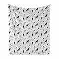 thumbnail image 1 of Black Crow Soft Flannel Fleece Blanket, Silhouette Style Birds and Outline Drawn Feather Repeating Pattern, Cozy Plush for Indoor and Outdoor Use, 60" x 80", Charcoal Grey and White, by Ambesonne, 1 of 6