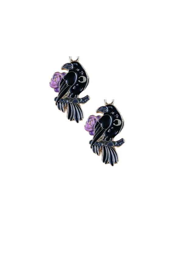 Black Crow moon earrings. Dangle earrings set. Unisex dangle earrings. Fashion jewelry