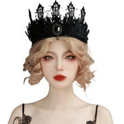 Black Crown Goth Crown Goth Headband Gothi Crown Halloween Witch Crown Headpiece Black Tiaras Crown