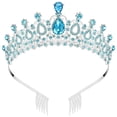 thumbnail image 1 of Black Crowns for Girls, Clear Crystal Elegant Queen Tiara with Combs for Women Birthday Wedding Prom Pageant Halloween Party, 1 of 7