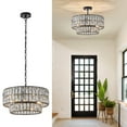 thumbnail image 1 of Black Crystal Chandelier 6-Lights Luxury Crystal Pendant Chandelier 20'' Drum Semi Flush Mount Ceiling Lights for Dining Room Foyer Living Room Bedroom Kitchen, 1 of 8