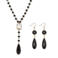 thumbnail image 1 of Black Crystal Goldtone Drop Necklace and Crystal Earrings, 2-Piece Set, 1 of 5
