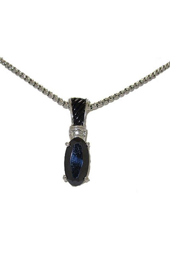 Black Crystal Pendant on 18 inches Silver Chain