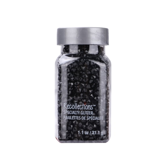 Black Crystal Specialty Glitter by Recollections – 1.1 oz. Jars - Acrylic Glitter for Crafts - Scrapbooking & DIY Projects - Assorted Colors - 12 Pack