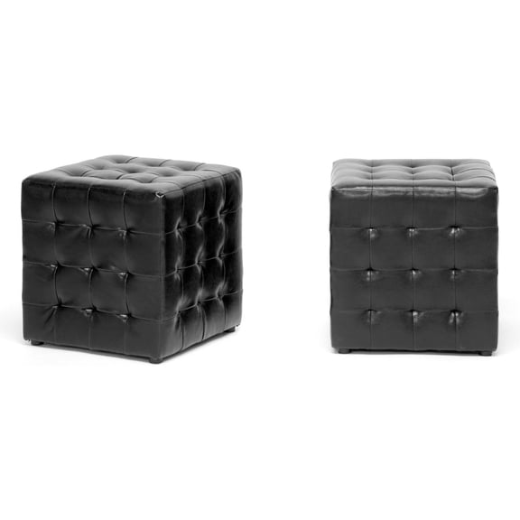Black Cube Ottoman - Modern Living Room Footrest & Accent Decor