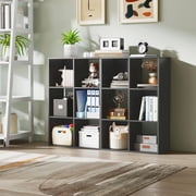 Black Cube Storage Unit, 3-tier Bookcase with 6 Cube Storage Unit, Open Display Bookcase with Removable Back Panels for Living Room, Home Office, Bedroom,
