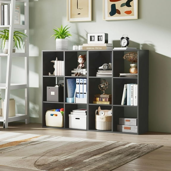Black Cube Storage Unit, 3-tier Bookcase with 6 Cube Storage Unit, Open Display Bookcase with Removable Back Panels for Living Room, Home Office, Bedroom,