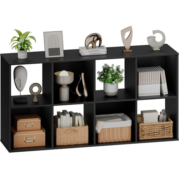 Black Cube Storage Unit, 4-tier Bookcase with 8 Cube Storage Unit, Open Display Bookcase with Removable Back Panels for Living Room, Home Office, Bedroom,