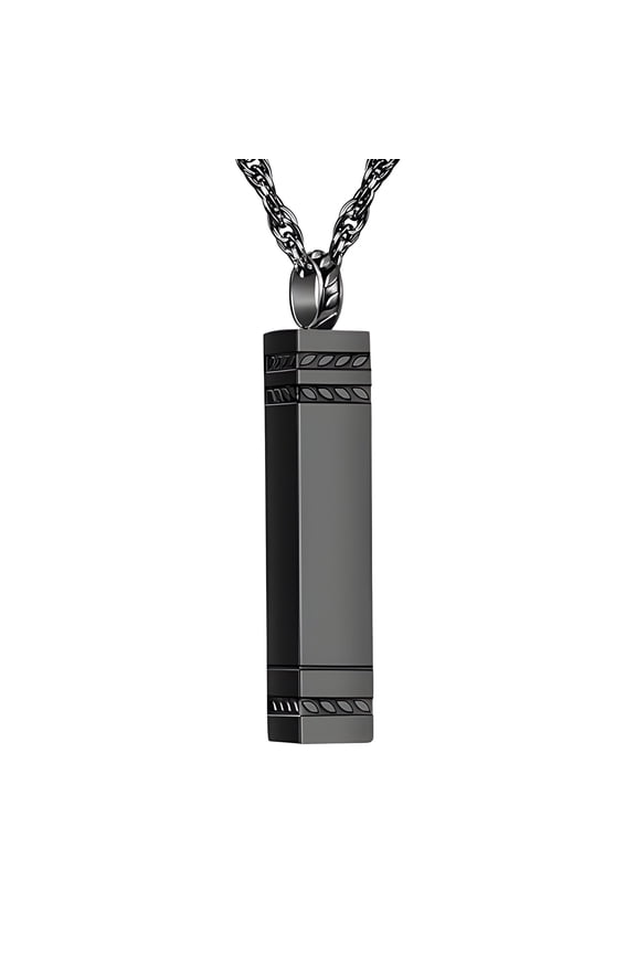 Black Cube Urn Necklace for Ashes – Cremation Jewelry for Ashes Stainless Steel Keepsake Memorial Pendant Necklace for Women & Men
