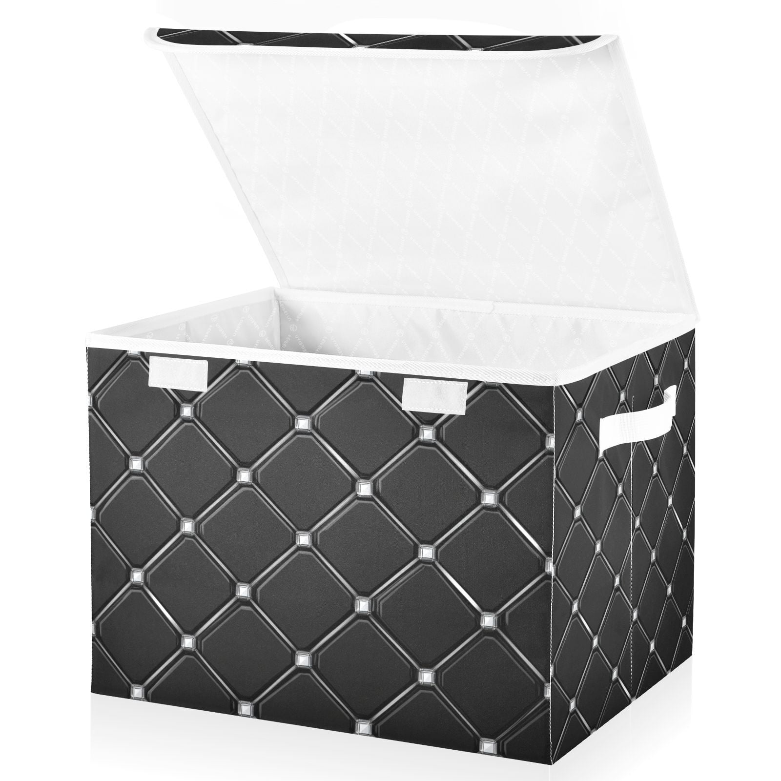 Black Cubes Storage Basket for Shelves Foldable Container Organizer for Organizing Toys Clothes Books with Handles