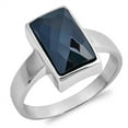 thumbnail image 1 of Black Cubic Zirconia Bezel Rectangle Solitaire Ring .925 Sterling Silver Band Jewelry Female Size 6, 1 of 4