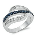thumbnail image 1 of Black Cubic Zirconia Micro Pave Wave Ring .925 Sterling Silver Band Jewelry Female Male Size 9, 1 of 4