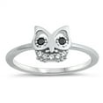 thumbnail image 1 of Black Cubic Zirconia Owl Animal Bird Nature Ring .925 Sterling Silver Band Jewelry Female Size 10, 1 of 4