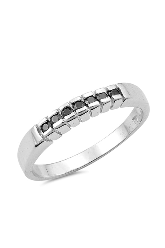 Black Cubic Zirconia Wholesale Men's Wedding Ring .925 Sterling Silver Band Jewelry Female Size 6