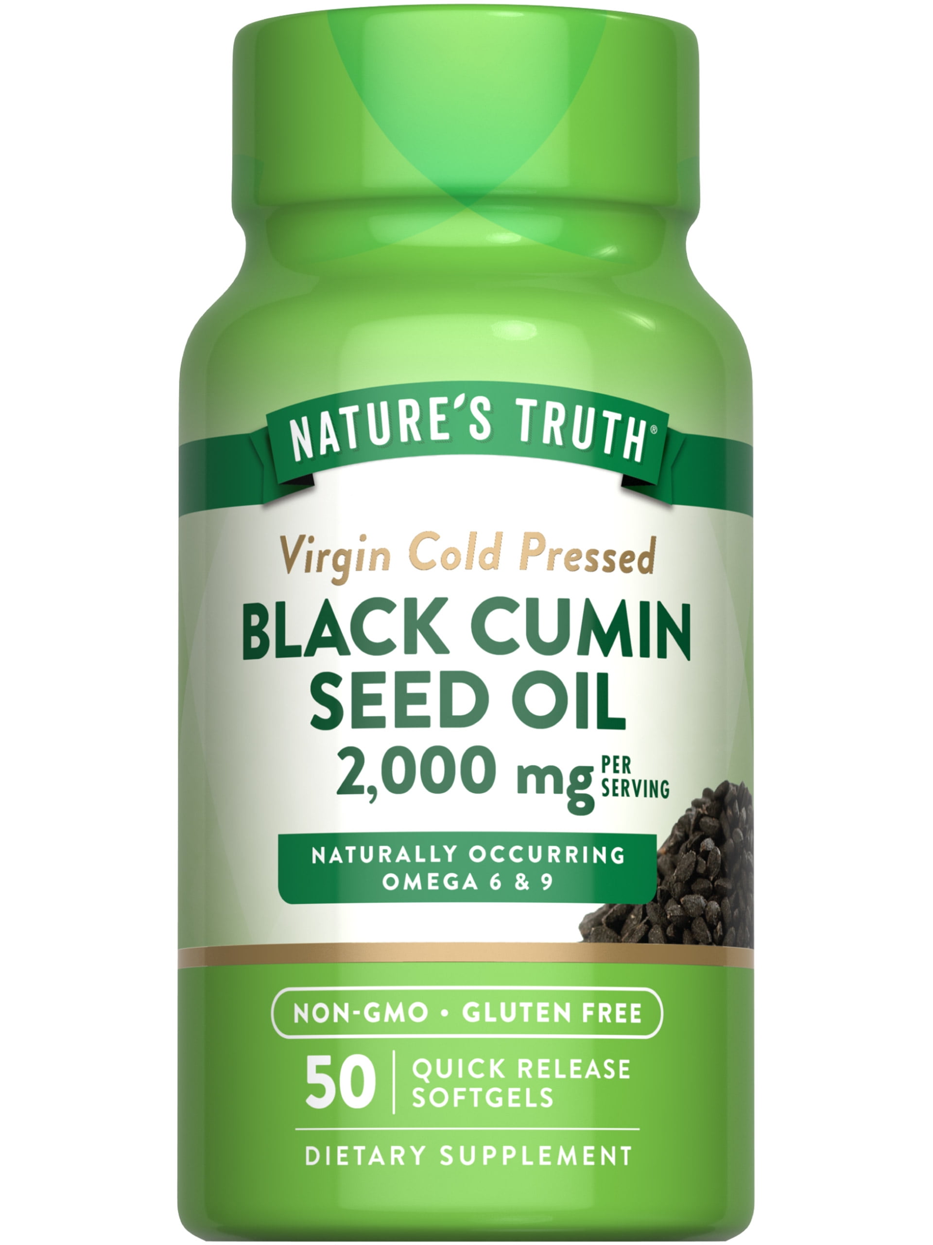 Black Cumin Seed Oil 2000 mg | 50 Softgel Capsules | Cold Pressed Pills | Non-GMO, Gluten Free | by Nature's Truth