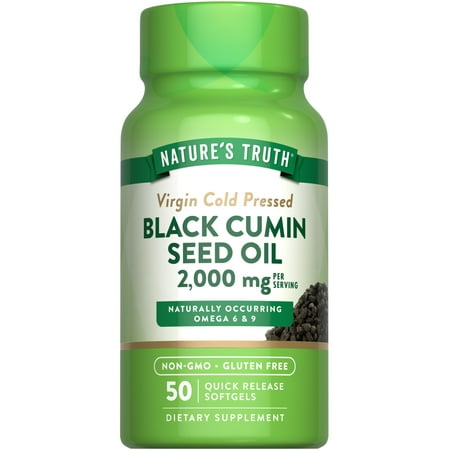 Black Cumin Seed Oil 2000 mg | 50 Softgels | Cold Pressed Pills | Non-GMO, Gluten Free | by Nature's Truth