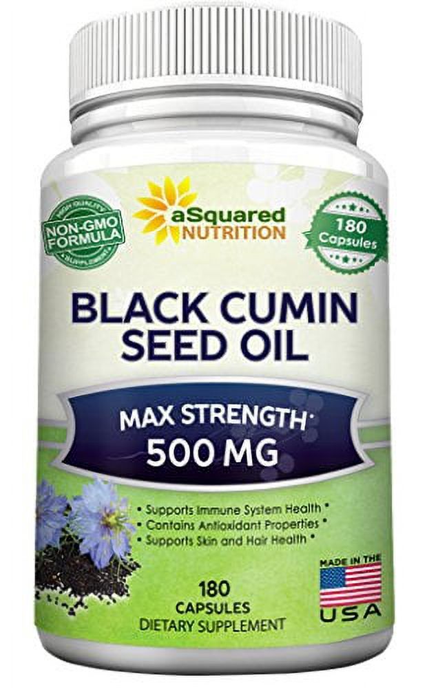 Black Cumin Seed Oil 500mg 180 Capsules Cold Pressed Black Seed Oil