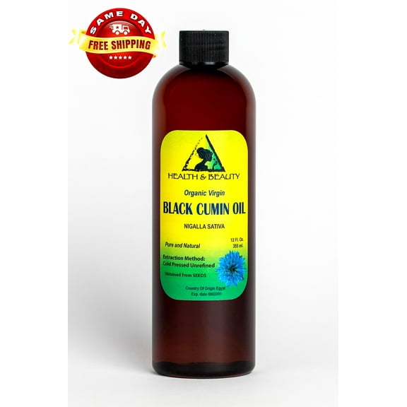 Black Cumin Seed Oil Unrefined Organic Virgin Raw Cold Pressed Fresh Pure 12 oz