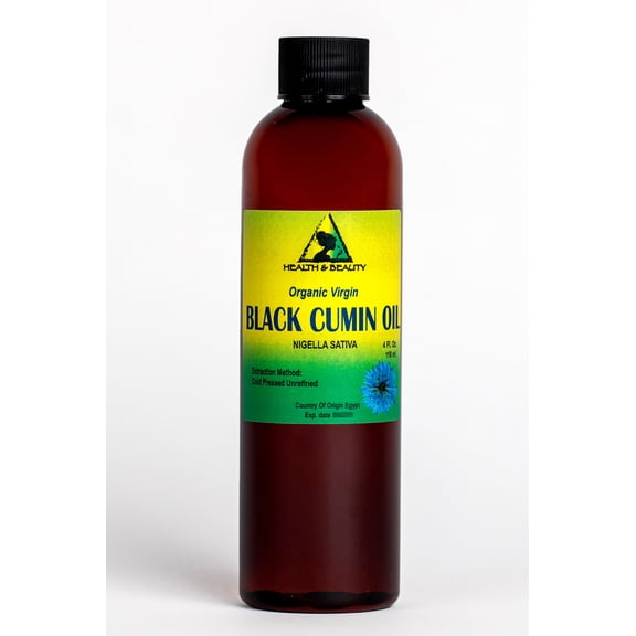 Black Cumin Seed Oil Unrefined Organic Virgin Raw Cold Pressed Fresh Pure by H&B Oils Center 4 oz