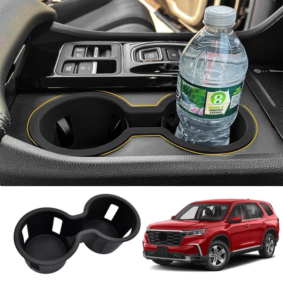 Black Cup Holder Rubber Insert Storage Box For 2023-2025 Honda Pilot Accessories