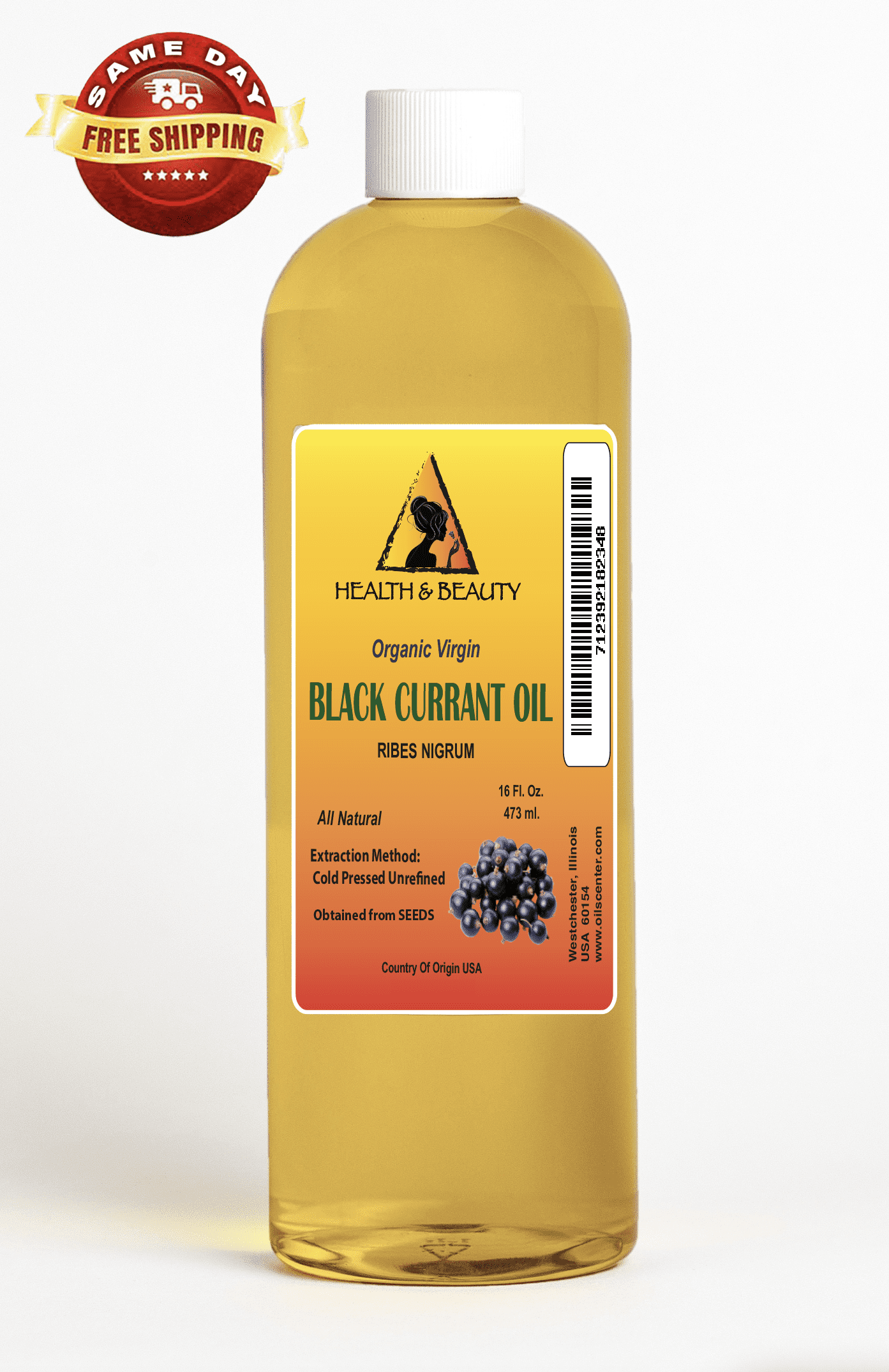 Black Currant Seed Oil Unrefined Virgin Organic 15% GLA Cold Pressed Premium Fresh Pure 48 oz