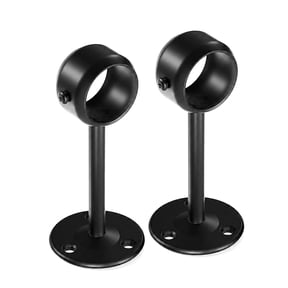 Black Curtain Rod Brackets, Ceiling or Wall Mount, 2 Pack, for up to 1 Inch Drapery Rods