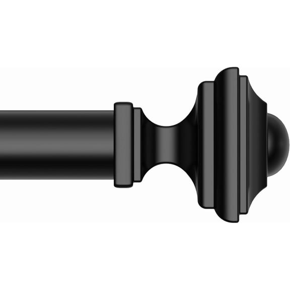 Black Curtain Rod for Windows 36-120 Inches, 1 Inch Heavy Duty Adjustable Drapery Pole, Modern Window Treatment Rod with Decorative Square Finials, Easy Installation