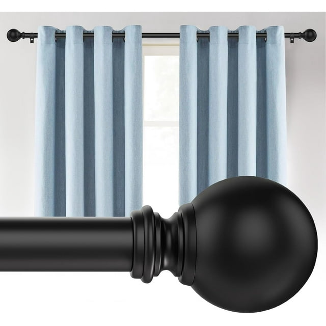 Black Curtain Rods For Windows 32 to 45 Inch, 5/8" Diameter Adjustable