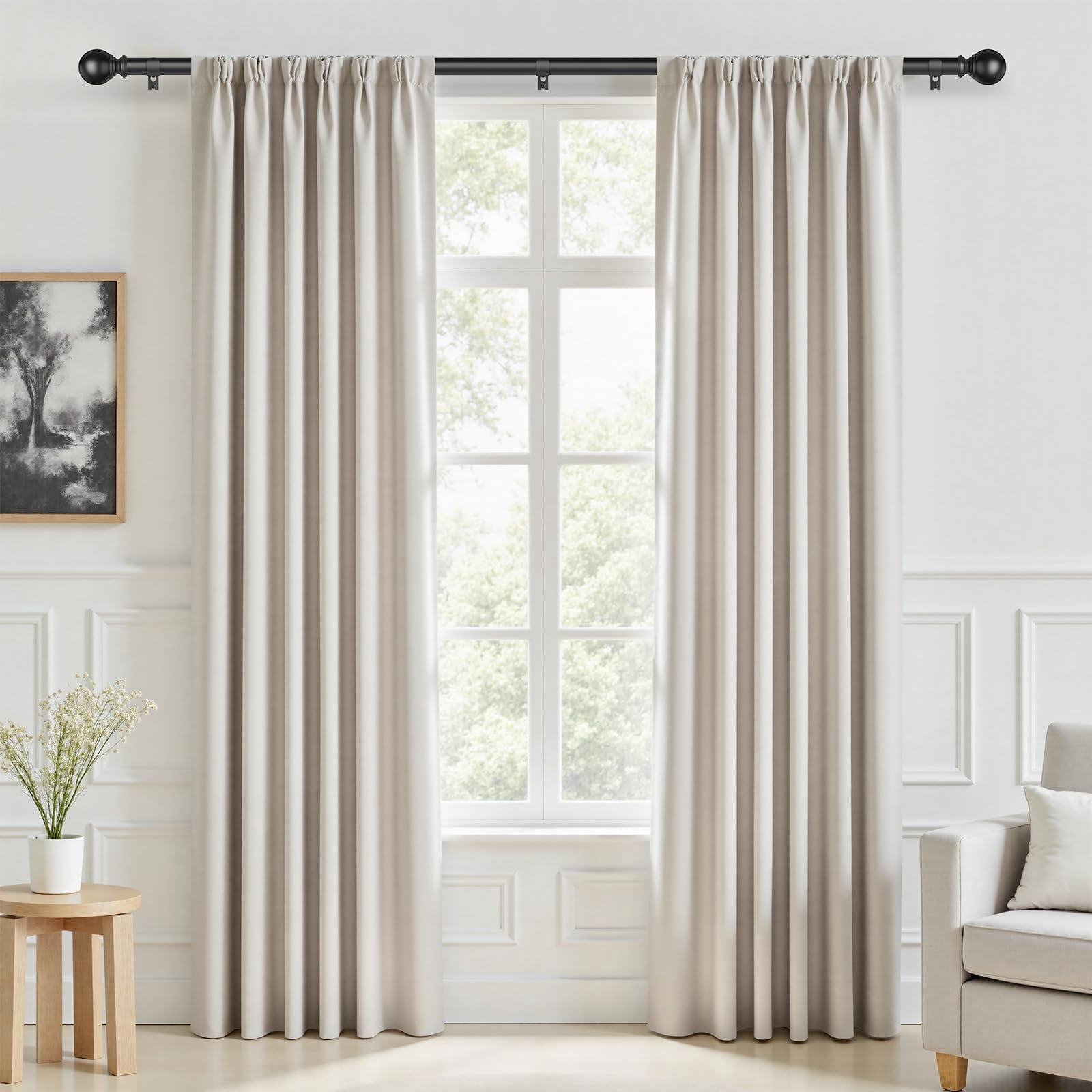 Black Curtain Rods For Windows 32 To 60 Inch 5/8 Decorative Curtains ...