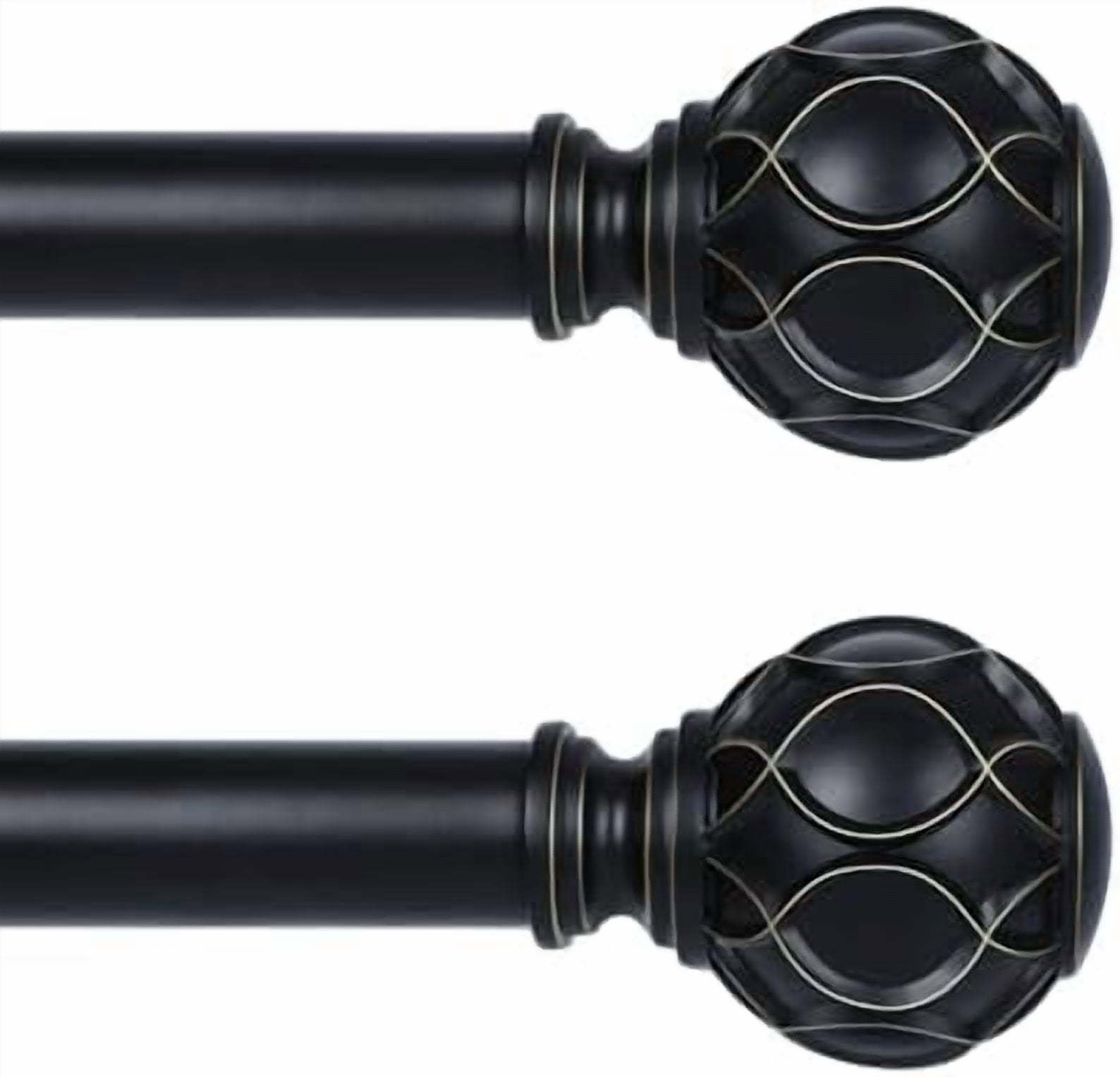 Rustic Picture Rods With Ribbon Black Curtain Rods for Windows 2 Pack:Farmhouse Boho Decorative Curtain ...