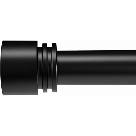 Heavy Duty Curtain Rod 30 to 144 Inches - 1 Inch Adjustable All Metal Pole, Strong Holders, Simplistic Finials, for Big Windows, Living Room, Outdoor Patio, Black