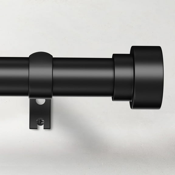 Black Curtain Rods for Windows 32 to 120 Inch (2.6-10 Feet), 1 Inch Diameter Adjustable Heavy Duty Curtain Rod, Modern Style Indoor Outdoor Long Window Drapery Rods with End Caps