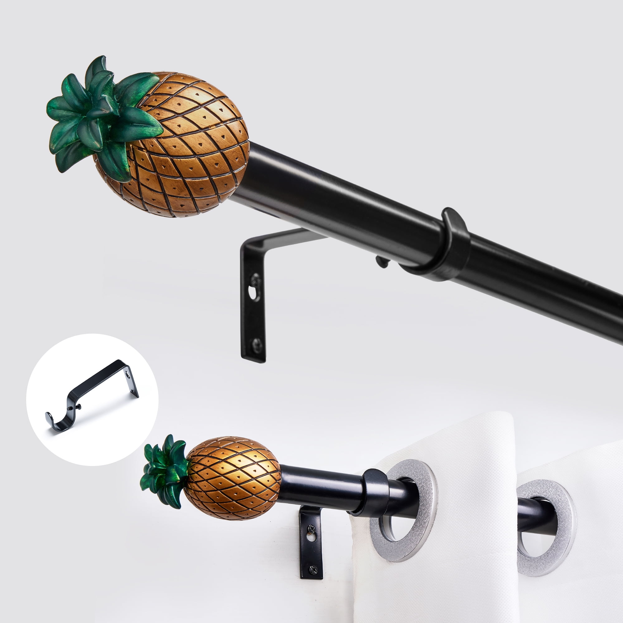 Black Curtain Rods for Windows 3272 Inch 1 Inch Adjustable Modern