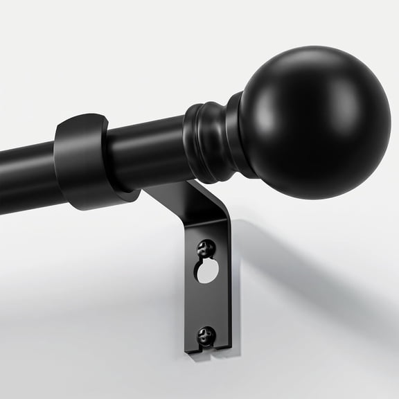 Black Curtain Rods for Windows 72 to 144 Inch 1" Diameter Heavy Duty Metal Adjustable Extra Long Blackout Traverse Window Treatment Rods with Decorative Finials Doorway Living Room Bedroom Kitchen