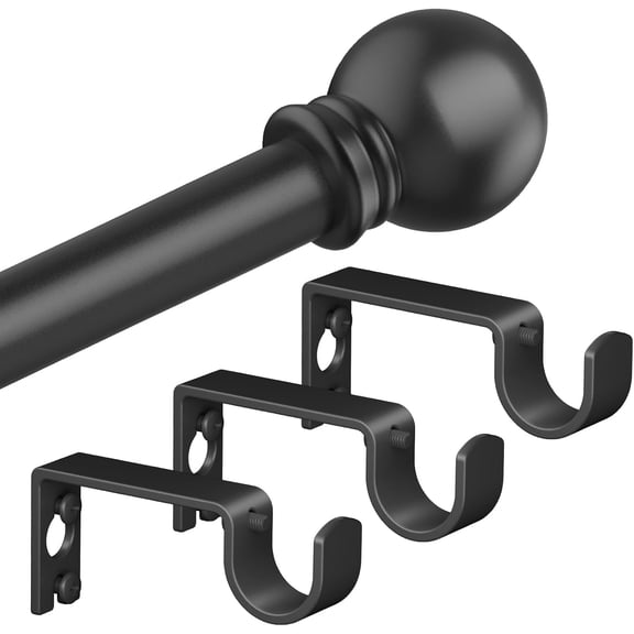 Black Curtain Rods for Bedroom with Brackets,5/8 Inch Diameter Small Window Rod Adjustable 32 to 120 Inches,Easy Install Drapery