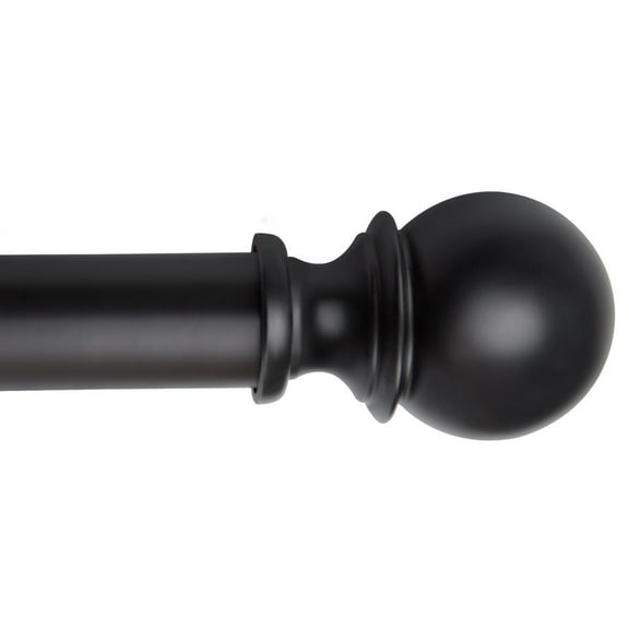 Jolicasa Iron Black Curtain Rod with Brackets, Adjustable Length Single Curtain Rod for 32"to 130" Windows, Modern Minimalist Style