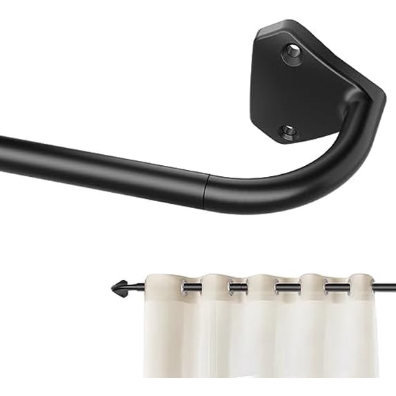 Black Curtain Rods for Windows 48 to 84 inch, 5/8 inch Adjustable Wrap ...