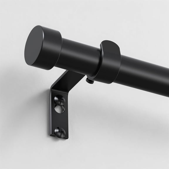 Black Curtain Rods for Windows 66 to 120 Inch(5.5-10 Feet),1" Diameter Drapery with Modern Style End Cap Finials,Size:36-120 Inch,Matte
