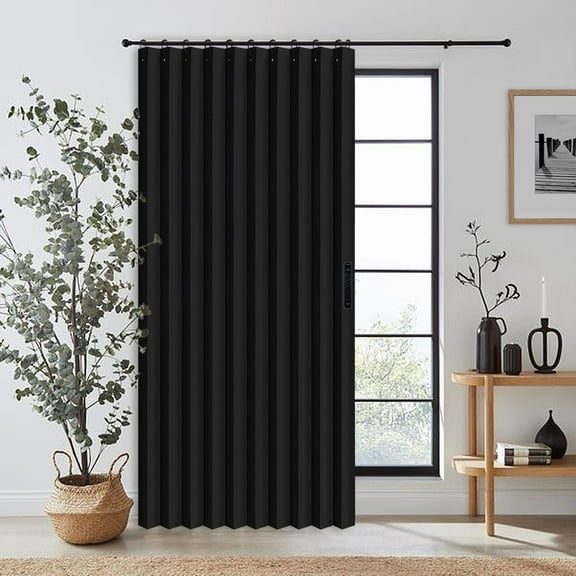 Black Curtains for Closets Without Doors Privacy Room Divider for Doorway, Hanging Privacy Curtain Wall for Room Separation,1 Panel with Tieback, W52 x L78, Black
