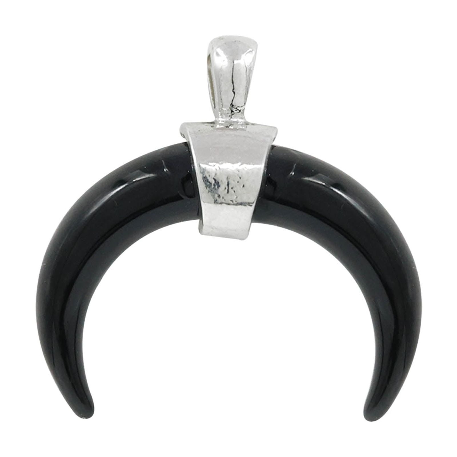 Black Curved Horn Pendant by Bead Landing